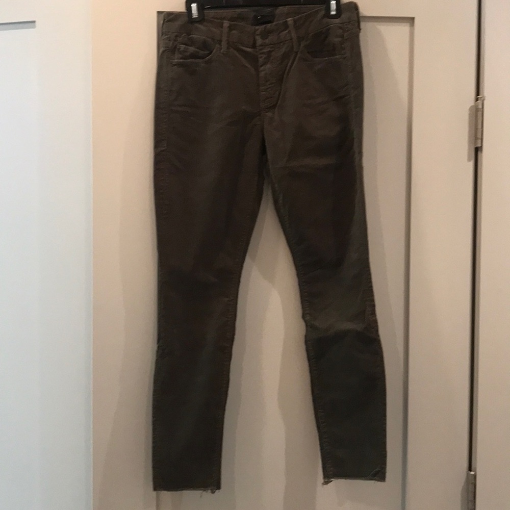 Mother looker ankle fray corduroy in olive 28